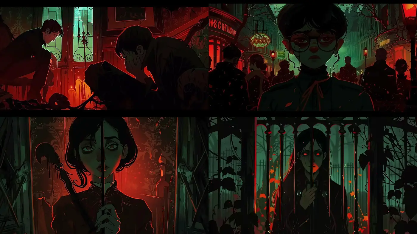 Noir-Inspired Luminous Elegance with a Contemporary Graphic Novel Edge - Midjourney sref style