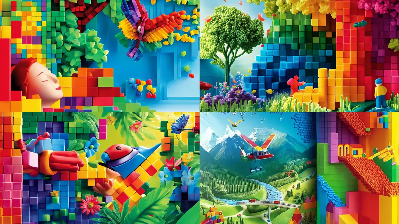 Luminous LEGO Dreamscape Fusion - Midjourney sref style