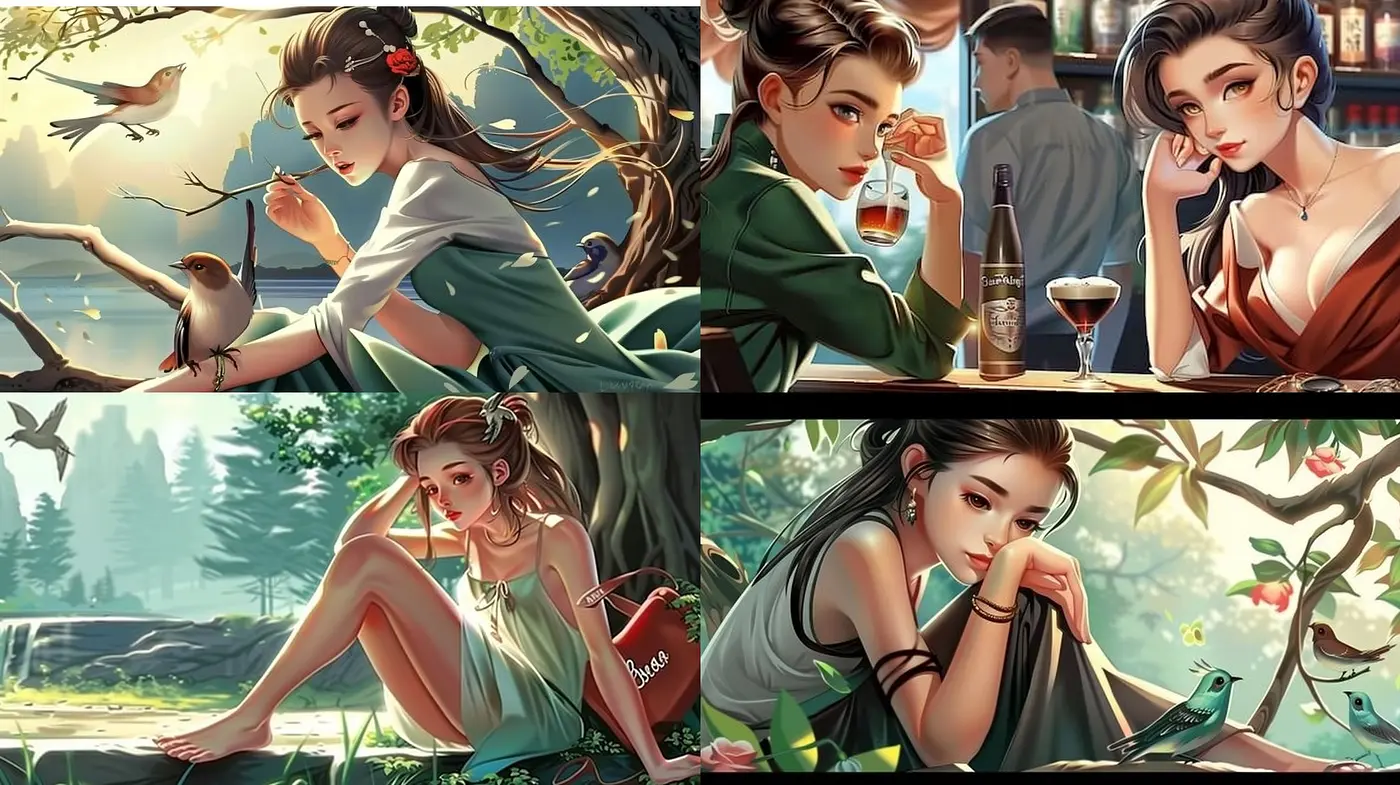 Serene Elegance in Vivid Colors: A Consistent Tribute to Digital Paint Brushwork and Ethereal Lighting - Midjourney sref style