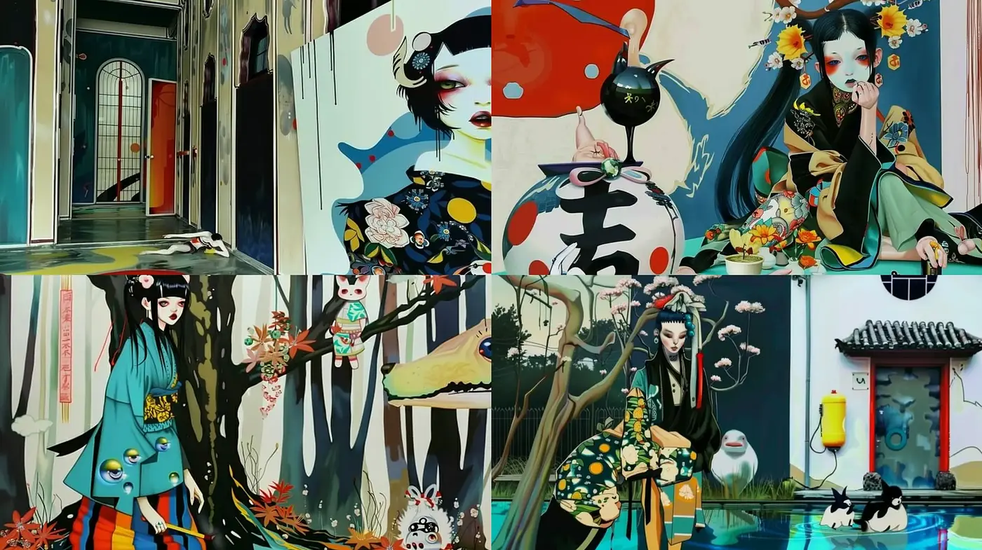 Contemporary Ethereal Japanese Fusion Art - Midjourney sref style