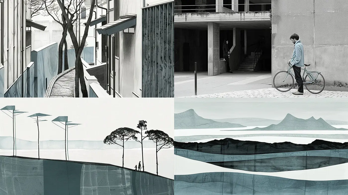 Monochromatic Serenity: A Study in Textured Minimalism and Refined Lines - Midjourney sref style
