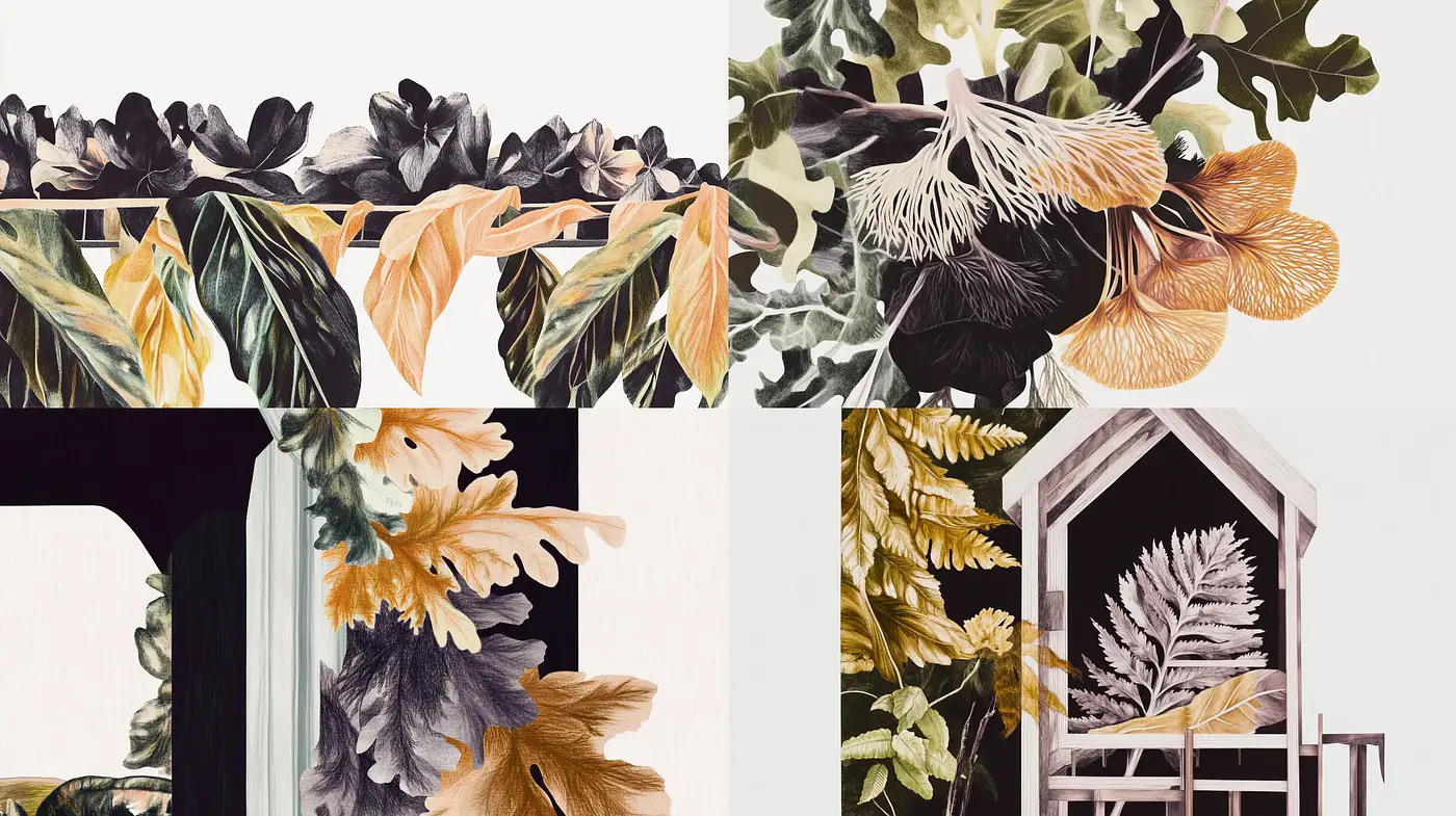 Serene Botanical Illustrations with Subdued Elegance - Midjourney sref style