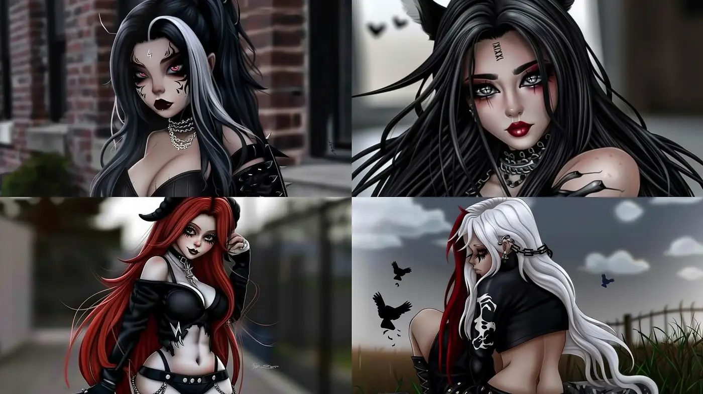 Gothic Fantasy with Digital Anime Influence - Midjourney sref style