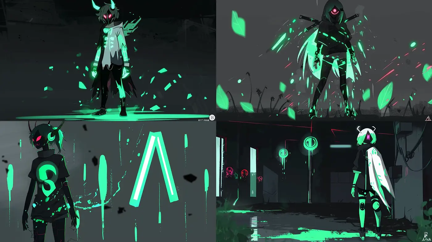 Cyber-noir Aesthetic with Luminous Accents - Midjourney sref style