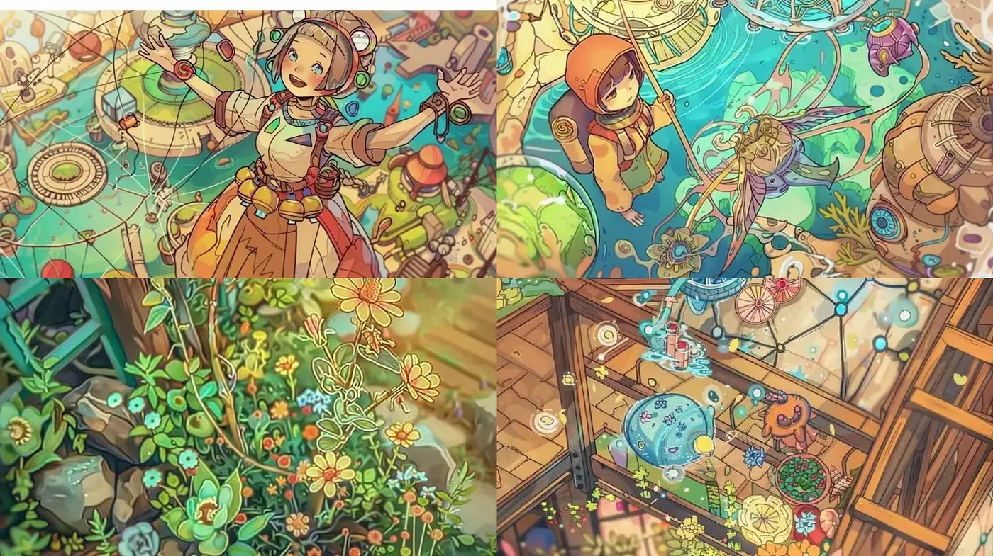 Whimsical and Intricate Illustrations with Vibrant Details - Midjourney sref style