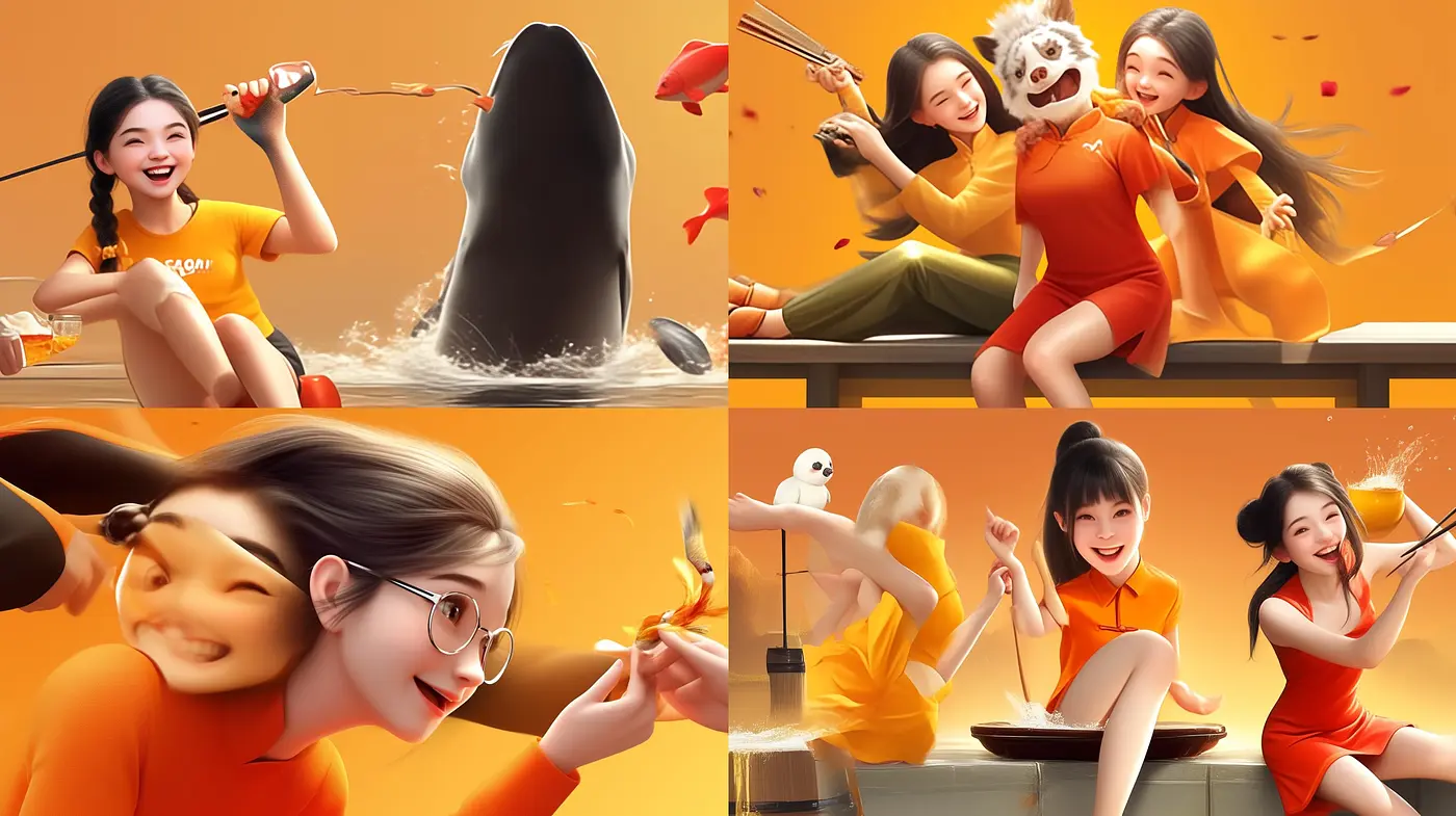 Warm-toned Digital Brushwork Harmony with a Playful, Animated Charm - Midjourney sref style