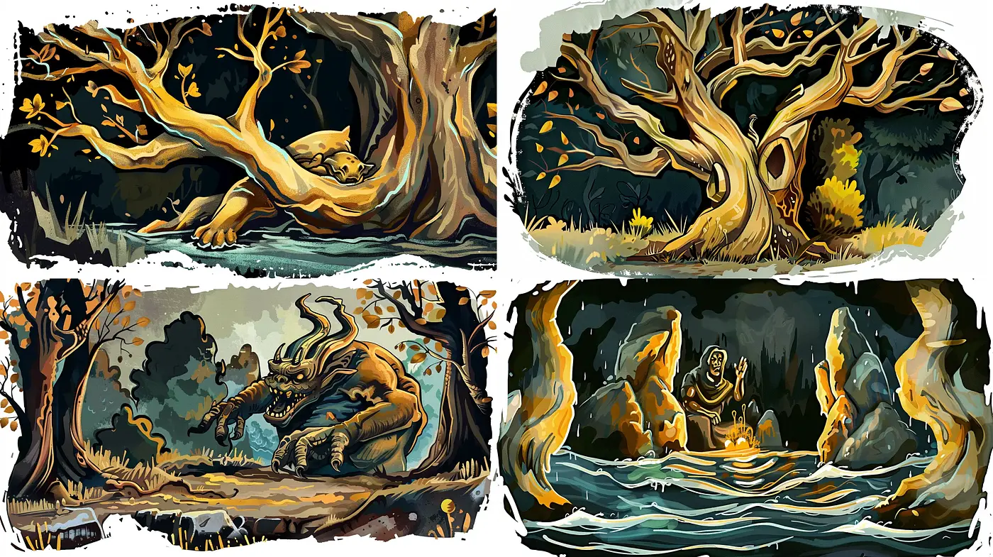 Enchanted Arboreal Dreamscape with a Narrative Essence - Midjourney sref style