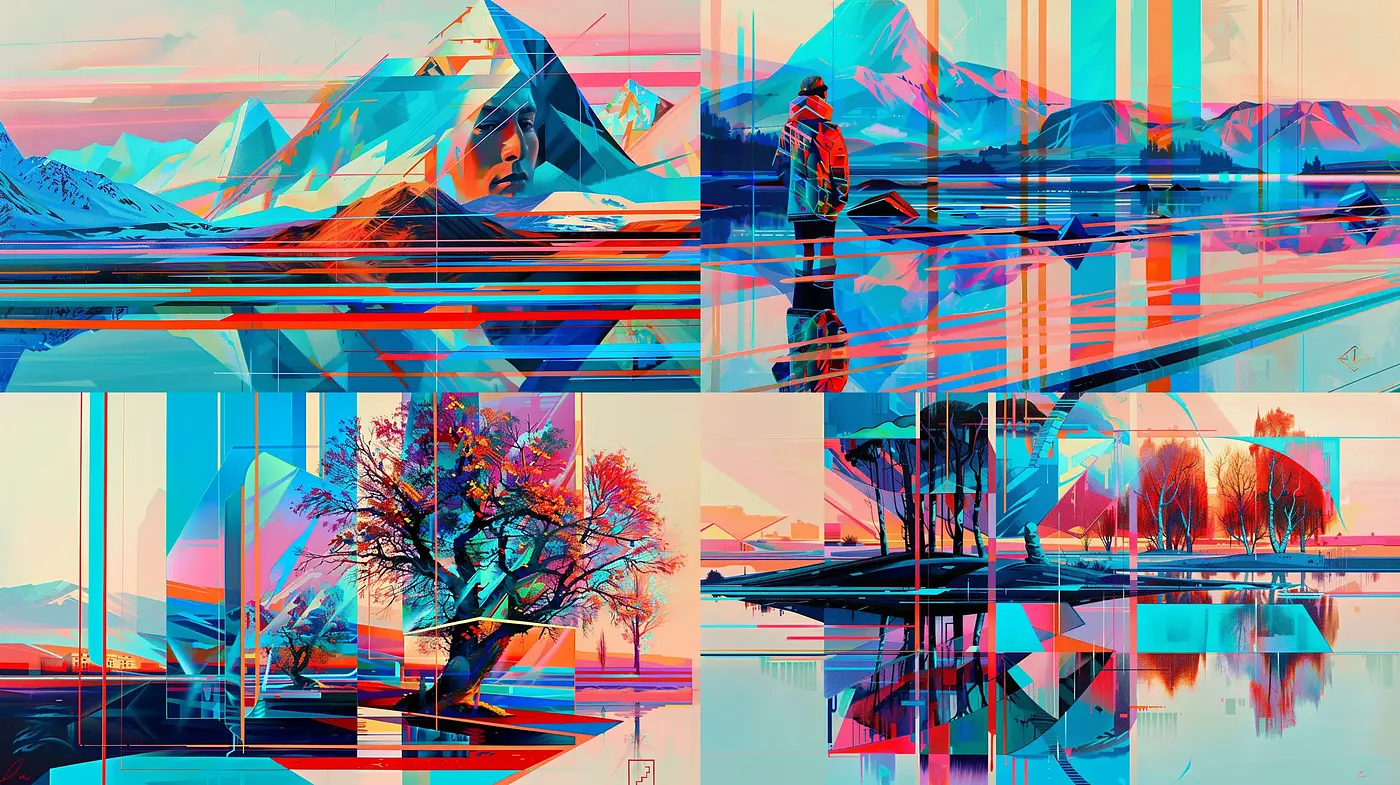 Futuristic Synthetic Landscape Fusion - Midjourney sref style