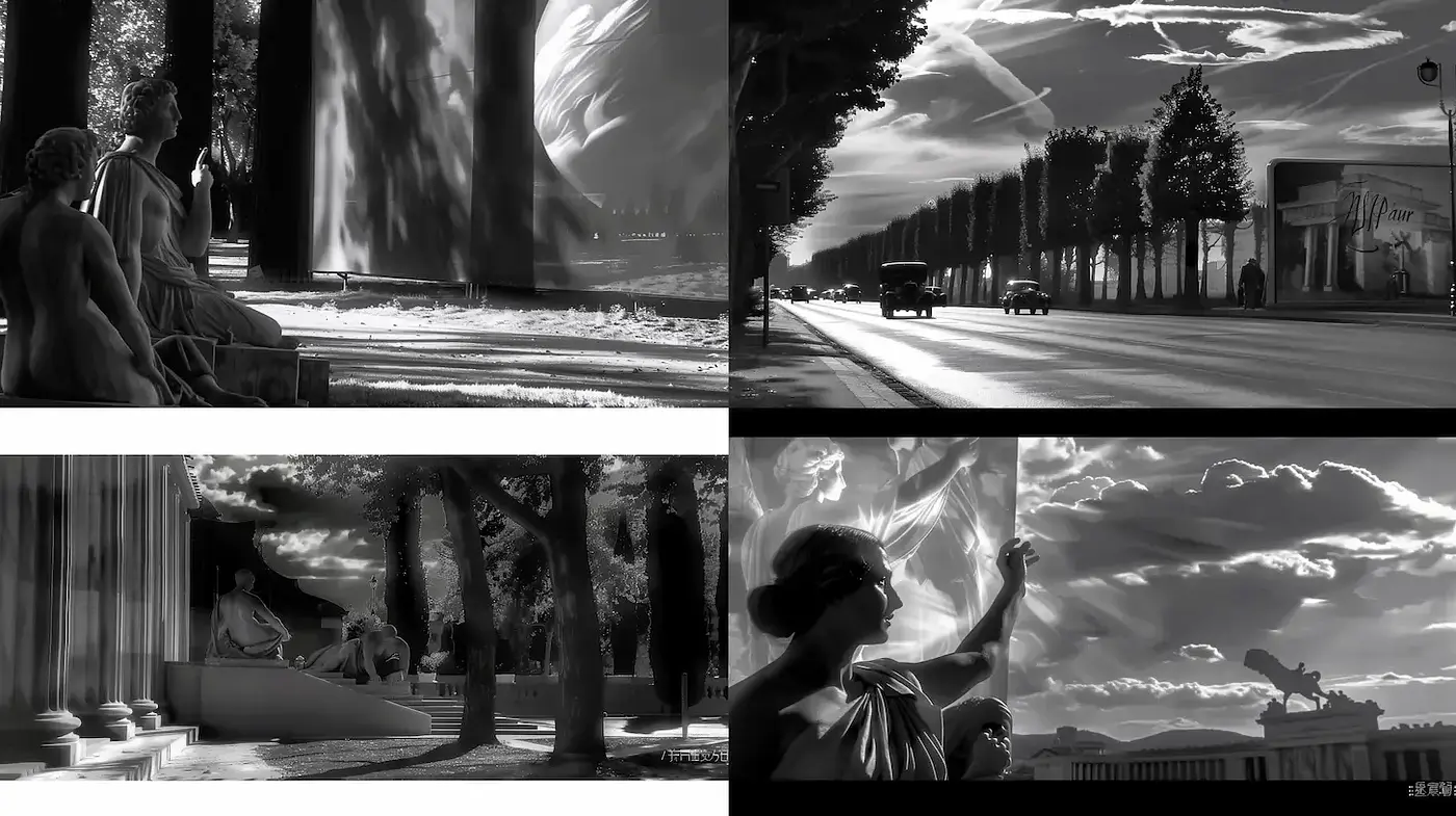 Monochromatic Serenity: Evoking Timeless Cinematic Essence - Midjourney sref style