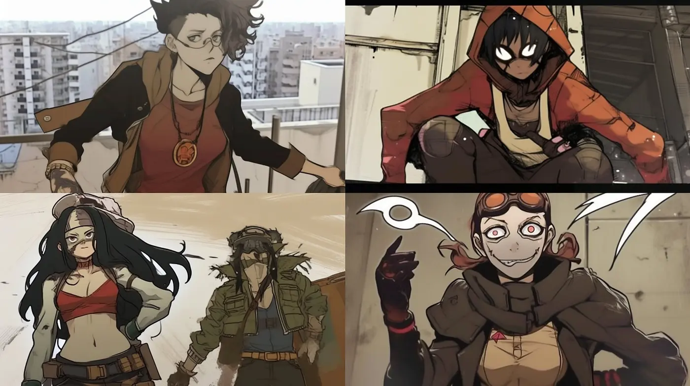 Gritty Urban Manga Fusion with a Warm Vintage Palette - Midjourney sref style