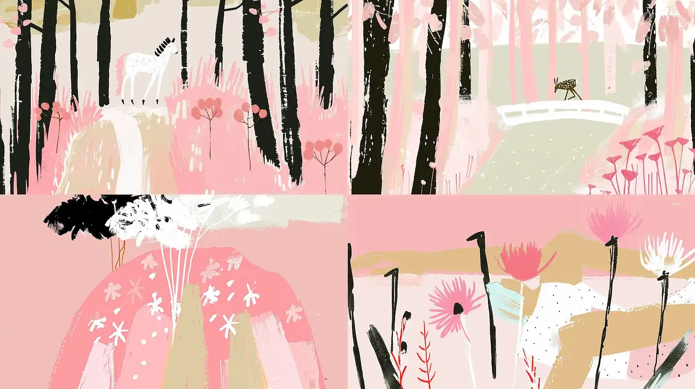 Whimsical and Playful Illustrative Style Inspired by Nature - Midjourney sref style