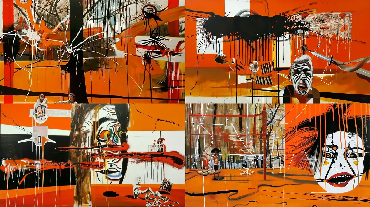 Abstract Expressionist Fusion with Street Art Undertones - Midjourney sref style