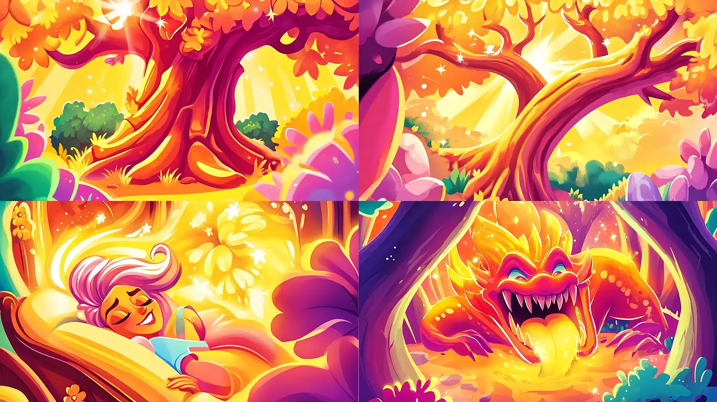 Luminous Fantasy Dreamscape with Enchanted Forest Overtones - Midjourney sref style