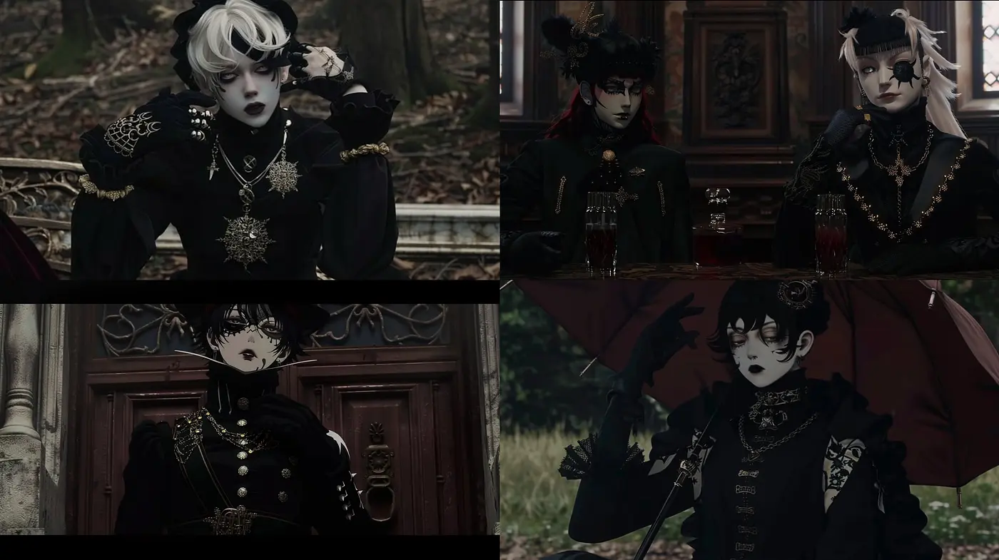 Gothic Elegance with Baroque Overtones in Monochromatic Shades - Midjourney sref style