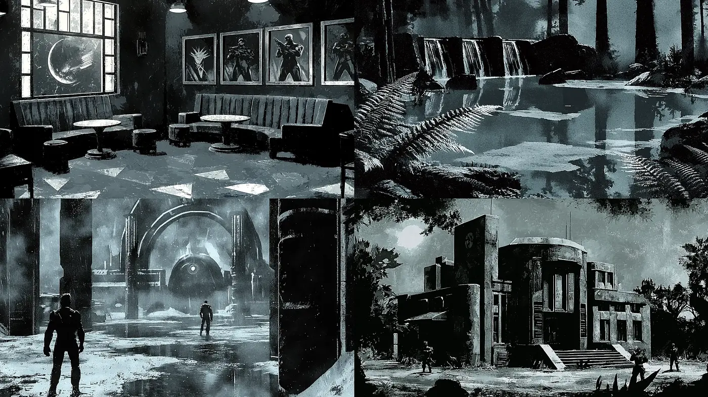 Nocturnal Elegance: A Monochromatic Homage to Cinematic Suspense - Midjourney sref style