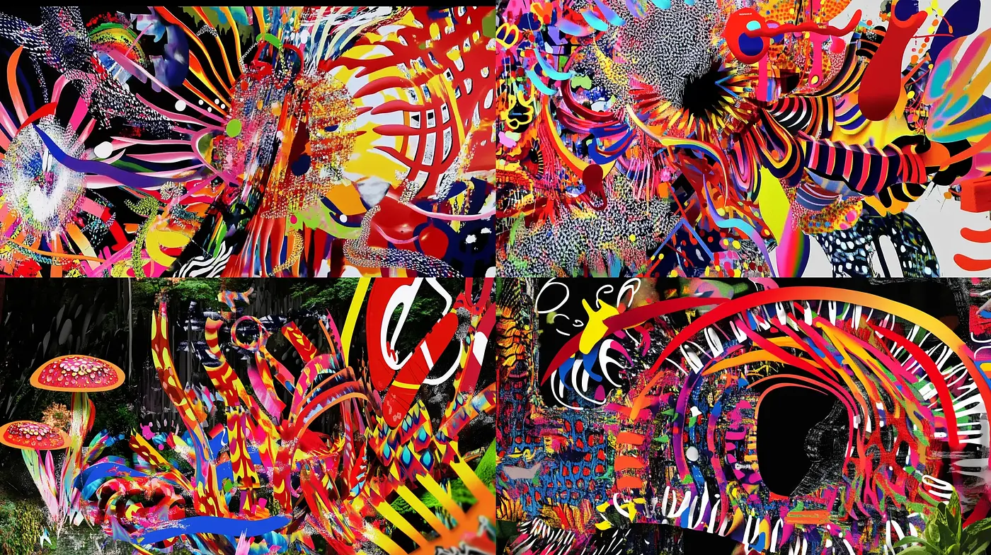 Psychedelic Kaleidoscope: A Vivid Symphony of Abstract Forms - Midjourney sref style