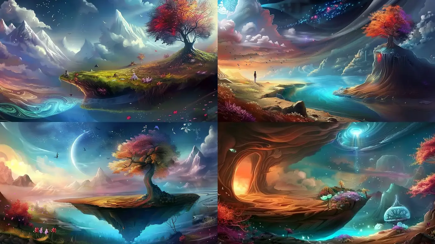 Ethereal Dreamscapes with Luminous Hues - Midjourney sref style