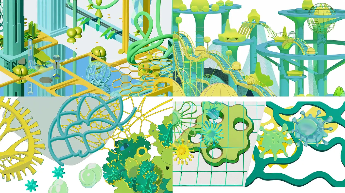 Futuristic Meets Organic in a Synthetic Dreamscape - Midjourney sref style
