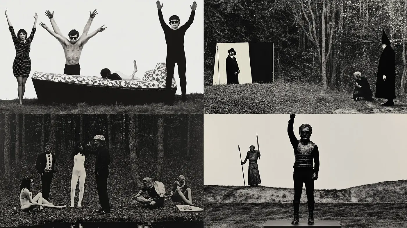 Monochromatic Eloquence: Cinematic and Surrealistic Homage - Midjourney sref style
