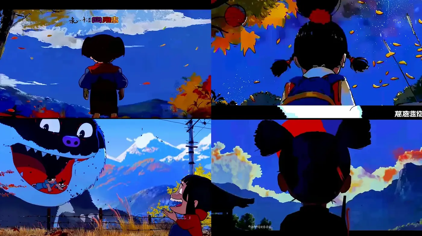 Whimsical and Vibrant Animated Landscapes with Playful Characters - Midjourney sref style