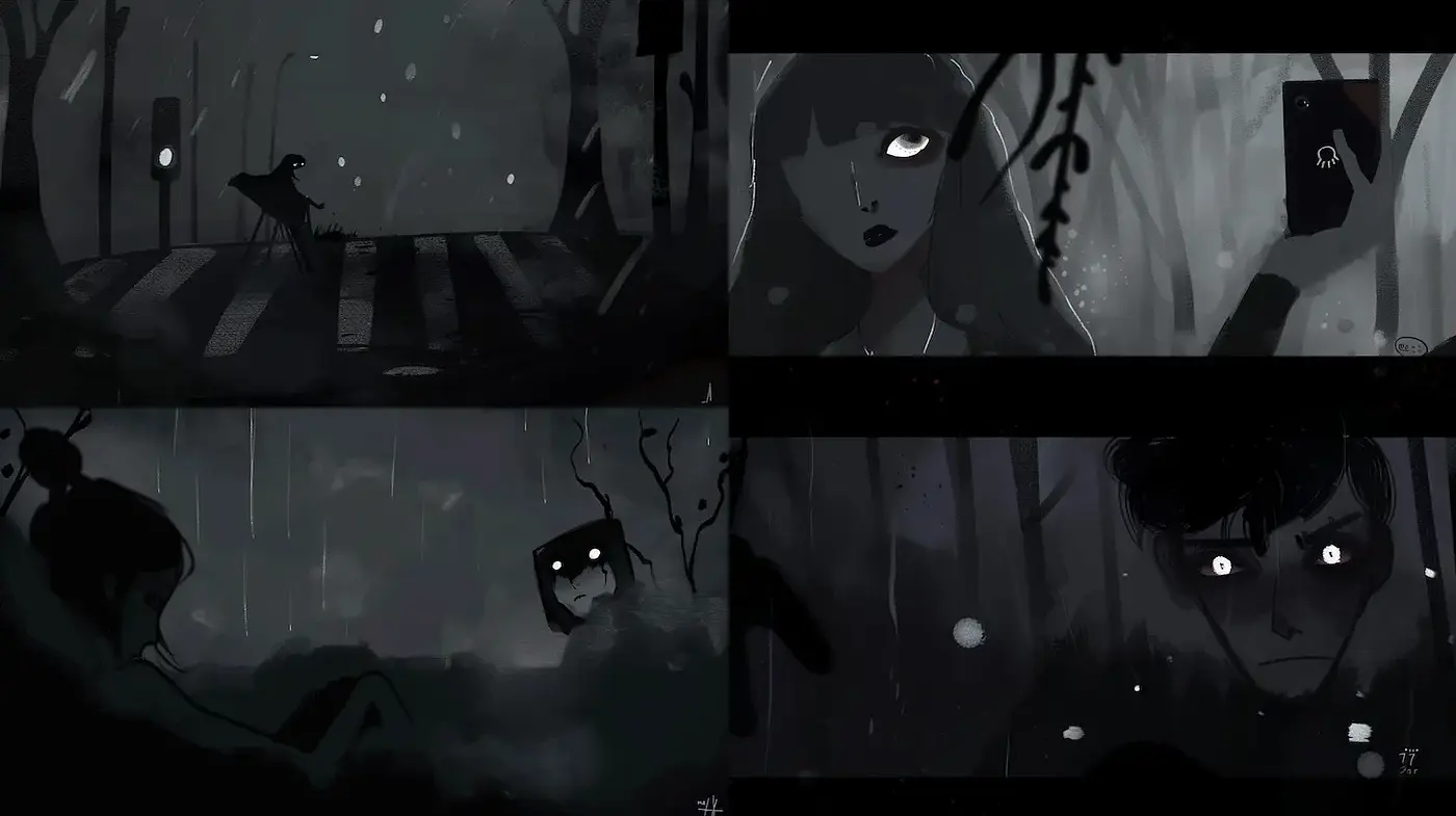 Dark, moody, and surreal aesthetic with a narrative quality - Midjourney sref style