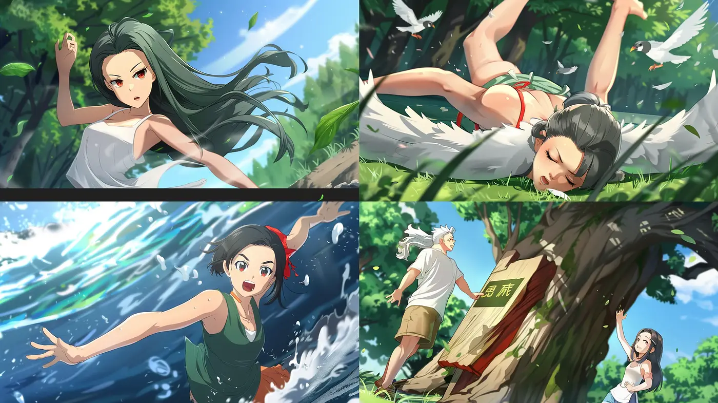Lively Anime-Inspired Natural Vignettes with Vibrant Hues - Midjourney sref style