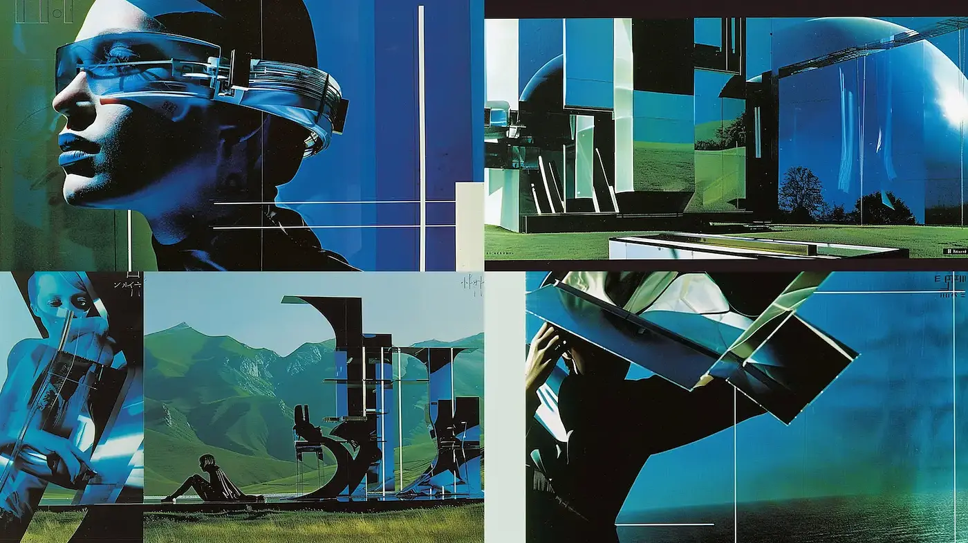 Futuristic Digital Aesthetics with a Retro Vibe - Midjourney sref style