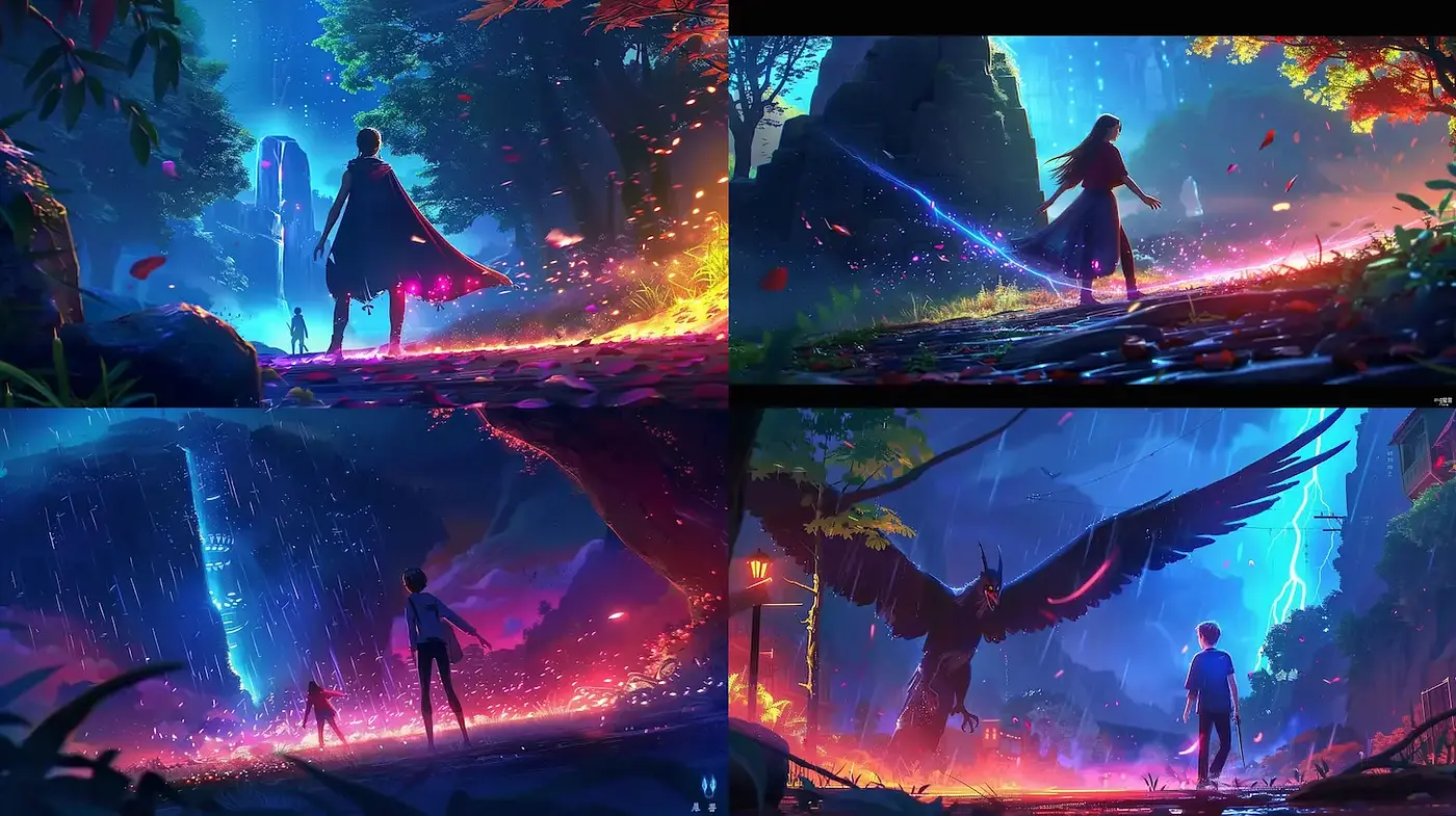 Dynamic and Enigmatic Fantasy Landscapes with a Vivid Narrative - Midjourney sref style