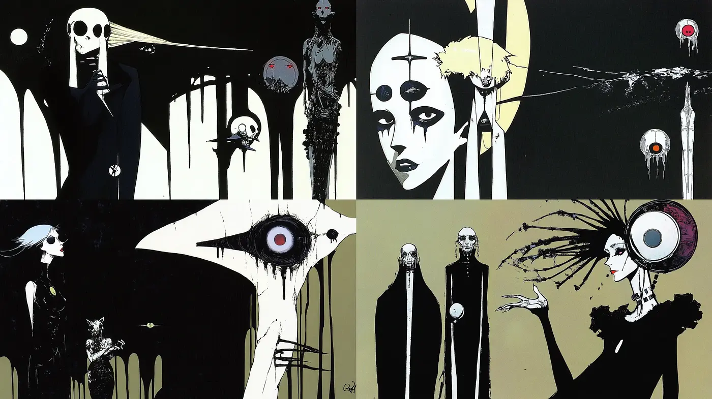 Nocturnal Elegance with Surrealist Overtones - Midjourney sref style