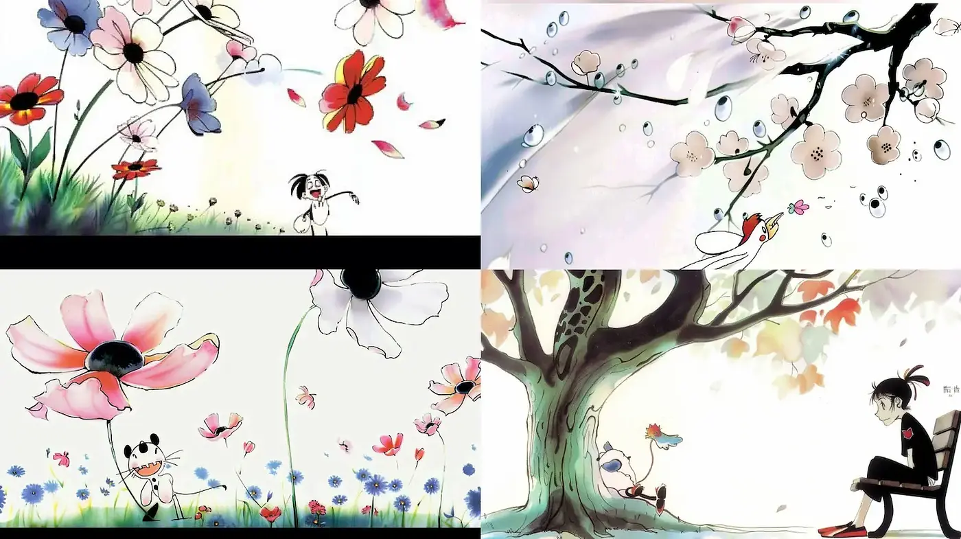 Whimsical Illustrative Style with Floral Motifs and Soft Pastel Tones - Midjourney sref style