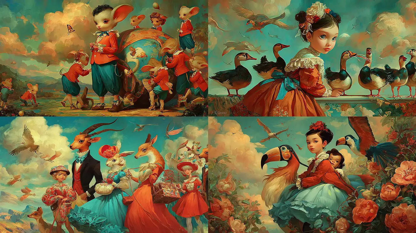 Whimsical Surrealism with Anthropomorphic Elements - Midjourney sref style