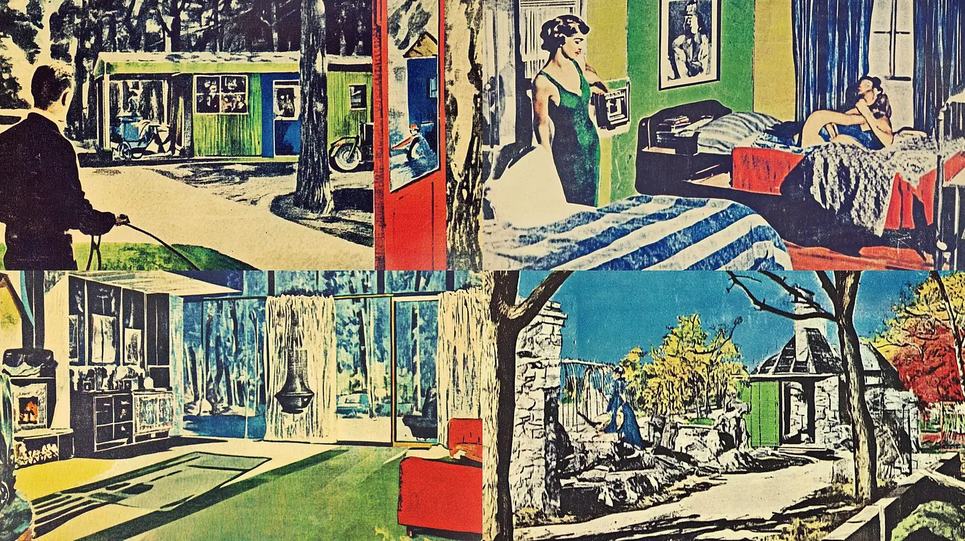 A Vibrant Exploration of Mid-Century Modern Aesthetics with a Nostalgic Twist - Midjourney sref style