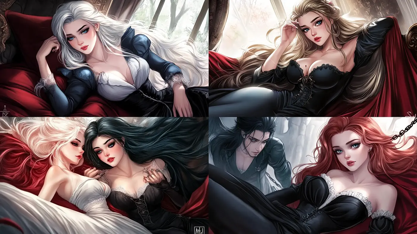 Gothic Romanticism with a Hint of Fantasy in Digital Brushwork - Midjourney sref style