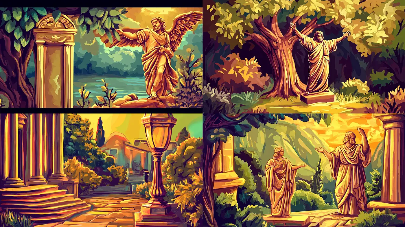 Golden Twilight: A Homage to Romanticized Classical Imagery - Midjourney sref style