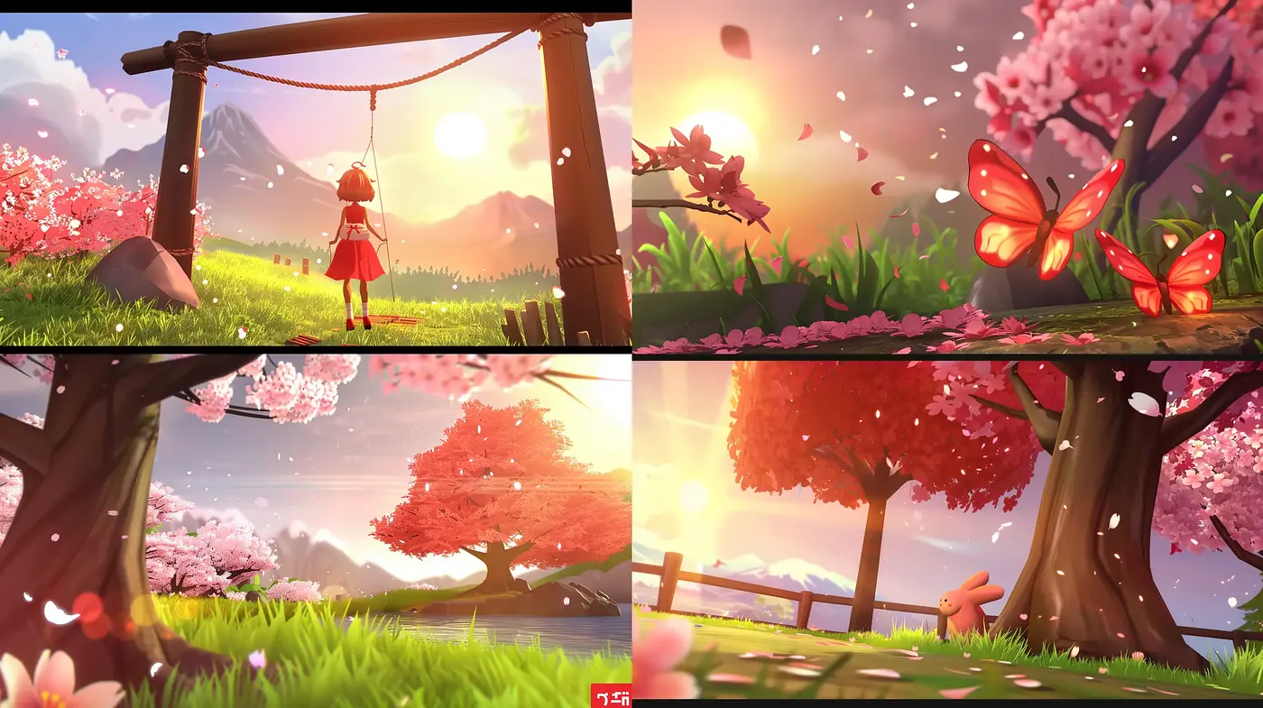 Luminous Pastoral Dreamscape: A Homage to Tranquil Anime Scenery - Midjourney sref style