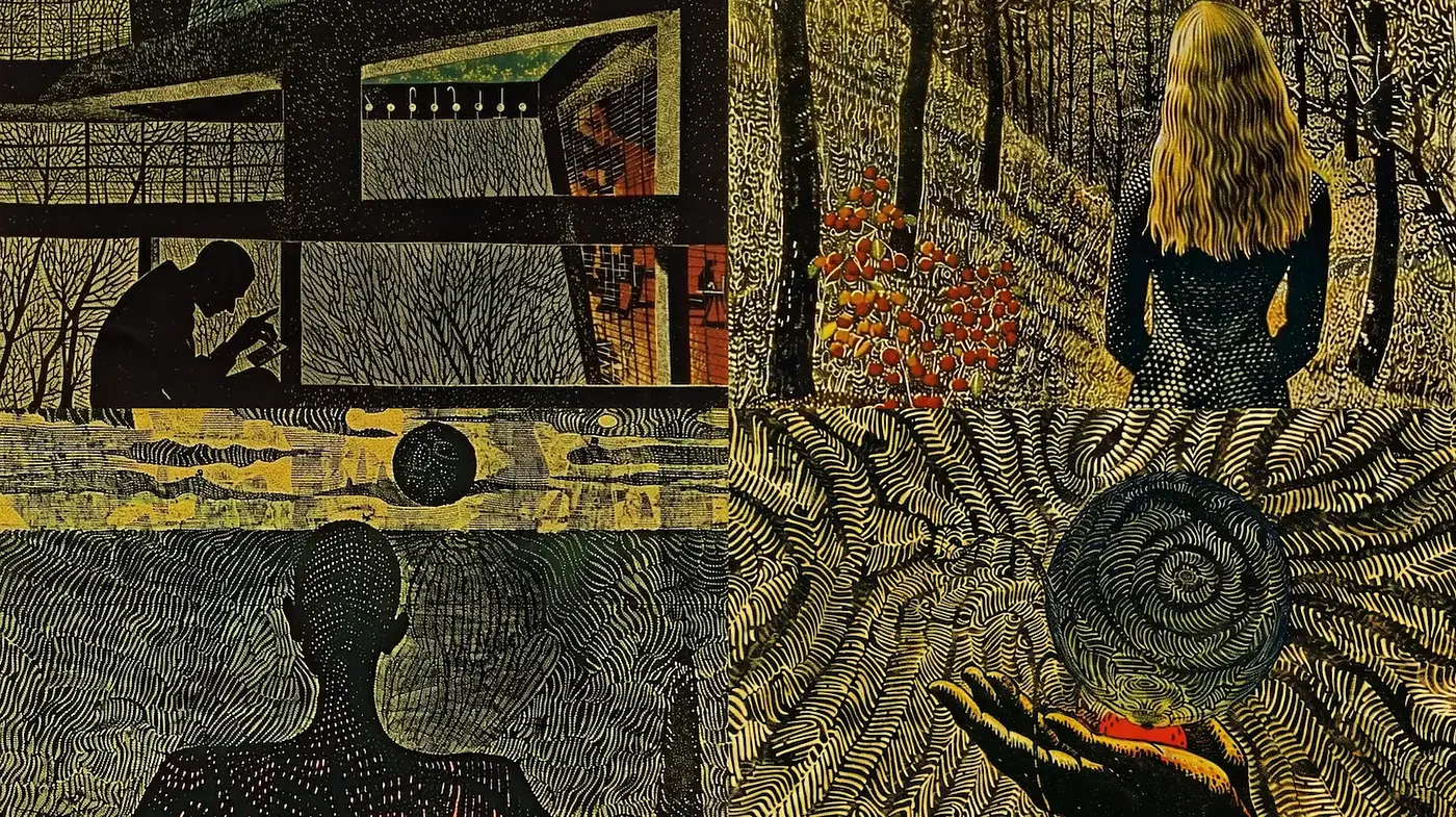 Intriguing Exploration of Depth and Texture in a Surrealist Style - Midjourney sref style