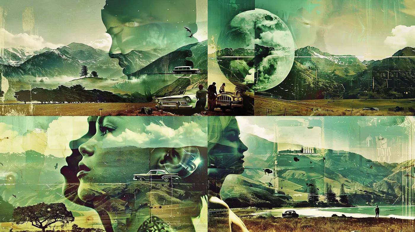 Ethereal Dreamscapes: A Fusion of Human Contemplation with Majestic Nature - Midjourney sref style