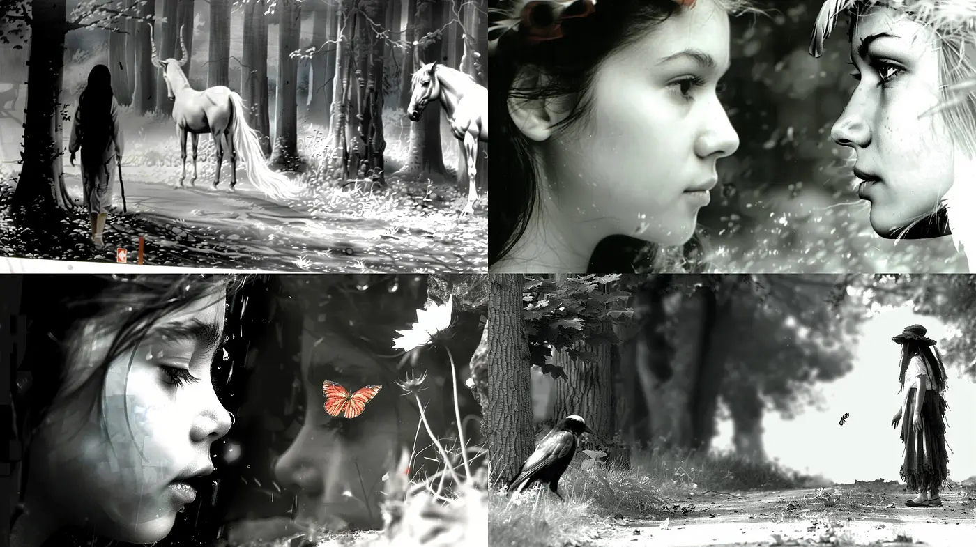 Monochromatic Whispers of Nature: An Exploration of Grayscale Imagery and Textural Intrigue - Midjourney sref style