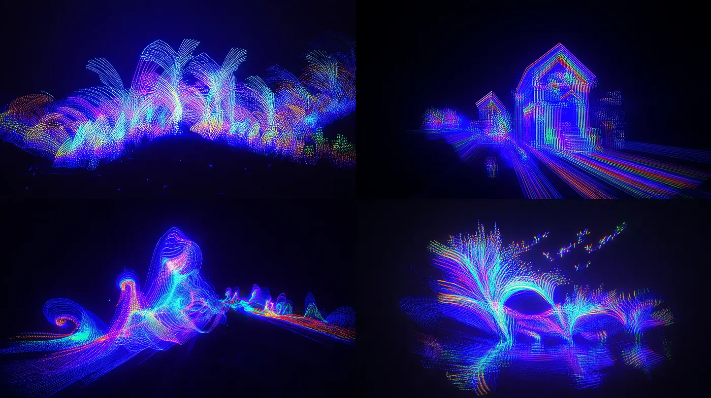 Dynamic and Vibrant Abstract Light Forms with an Ethereal Quality - Midjourney sref style