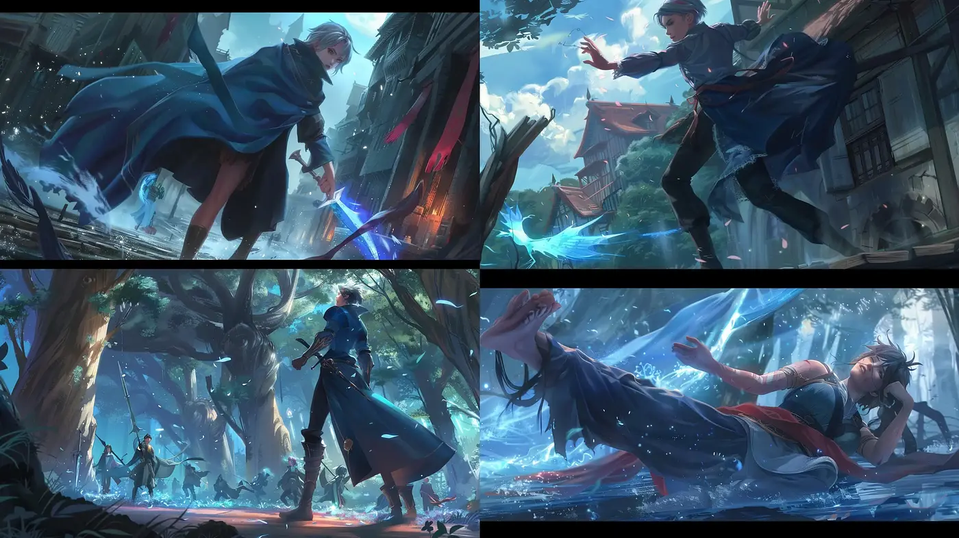 Dynamic Cinematic Brushwork in Lush and Vibrant Environments - Midjourney sref style