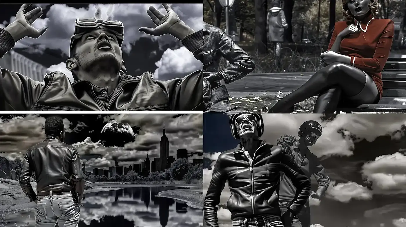 Monochrome Dreams in a Stylized Realism - Midjourney sref style