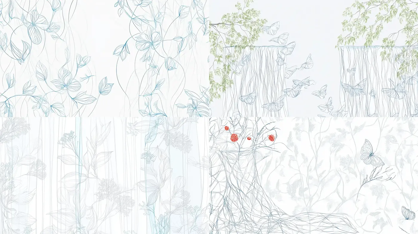 Ethereal Botanical Sketches In Soft Hues - Midjourney sref style