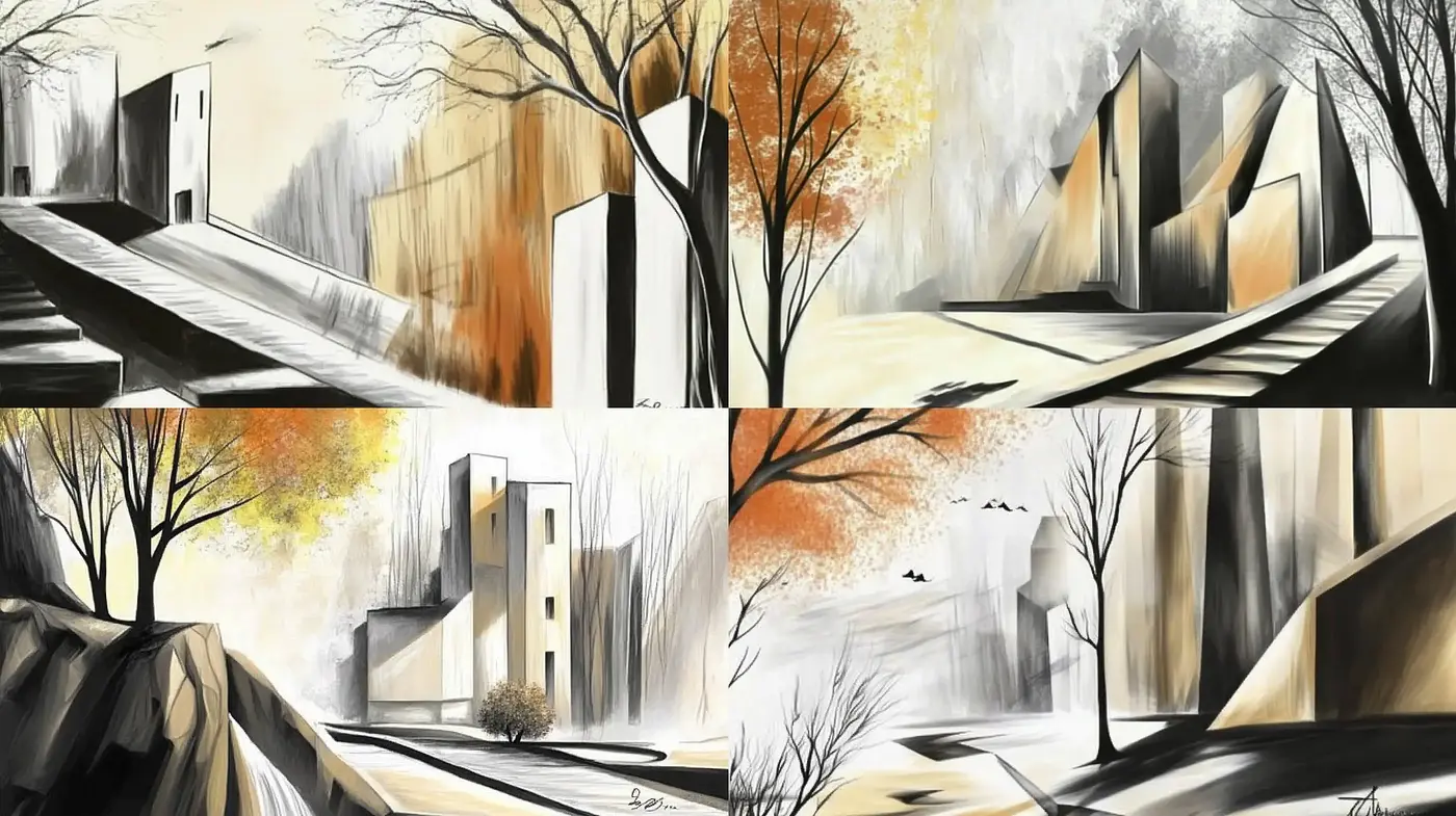 Warm Tonal Brushwork in a Modern Interpretation of Urban Melancholy - Midjourney sref style