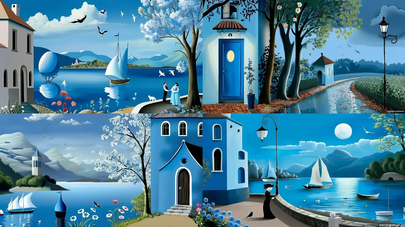 Serene Nautical Dreamscape with Stylized Nature Elements - Midjourney sref style