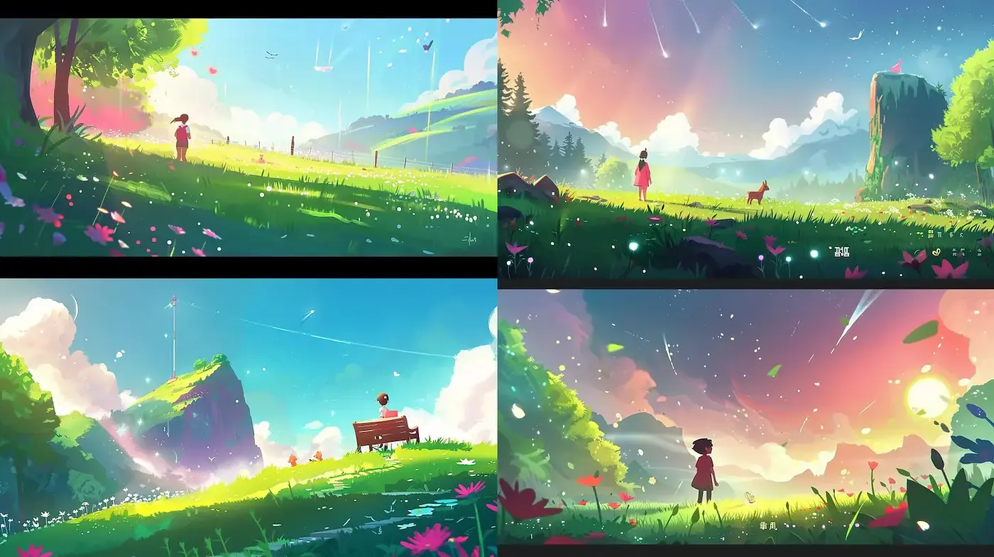 Serene Landscapes with a Dreamy Atmosphere and A Playful Touch - Midjourney sref style