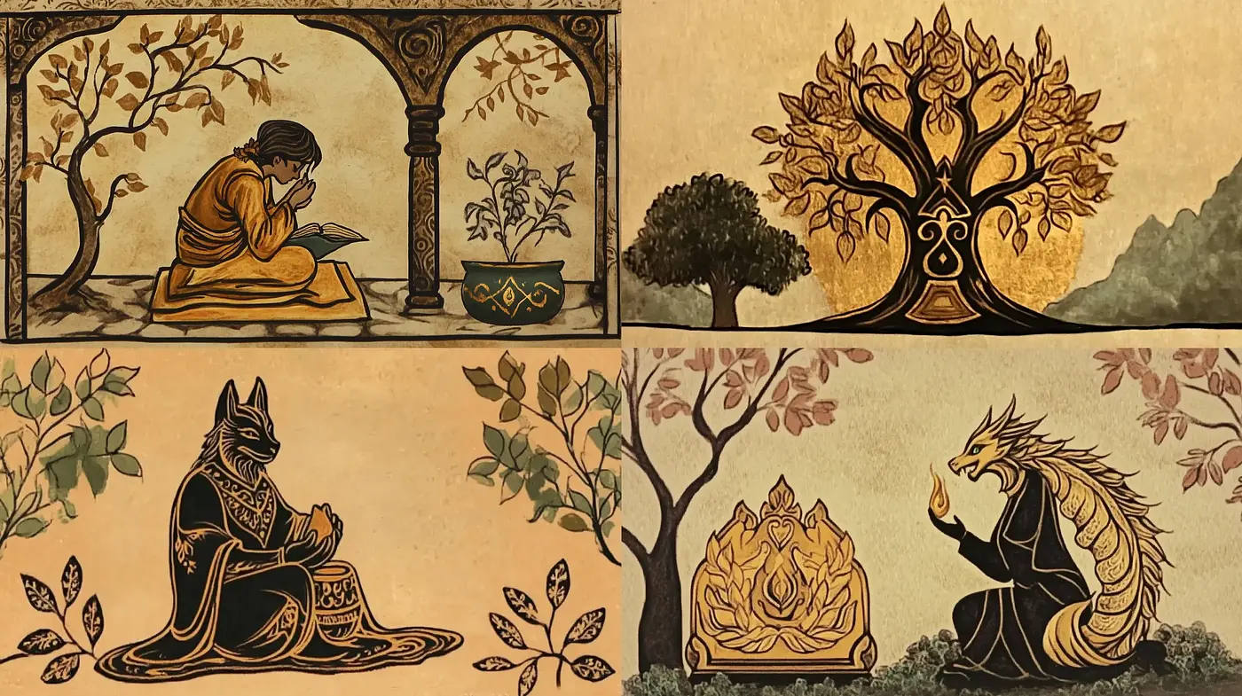 Mythical Autumn Reverie: An Ode to Art Nouveau's Dreamlike Fusion - Midjourney sref style
