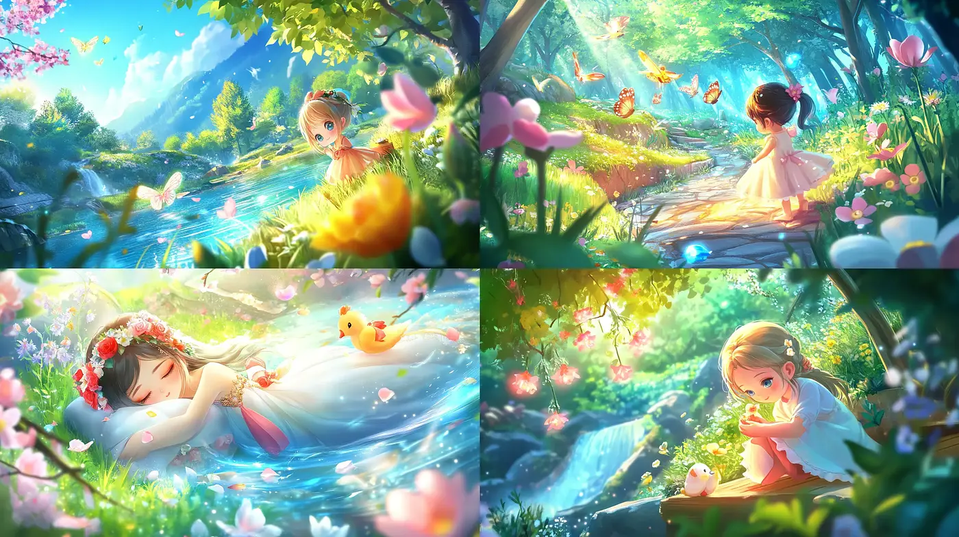 Enchanted Spring Blossom Tableau - Midjourney sref style