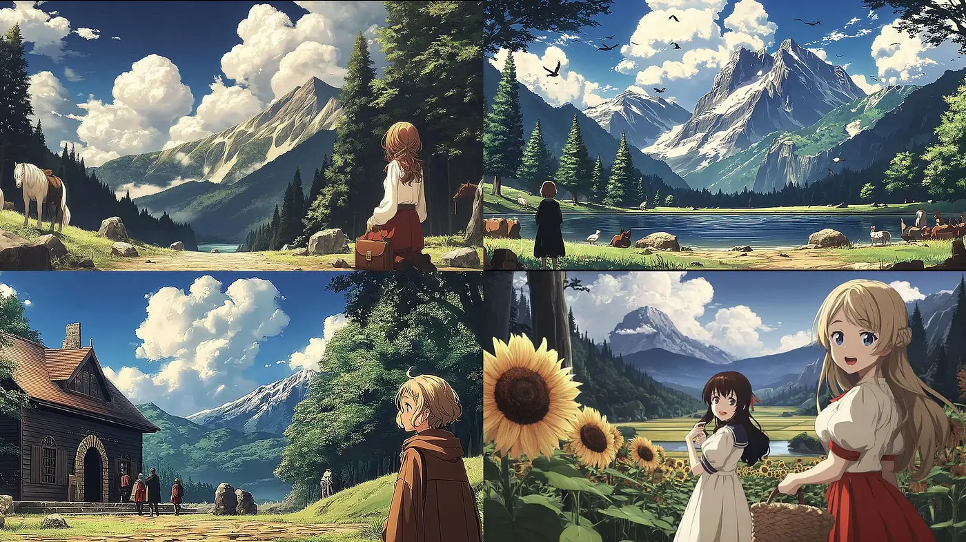Serene and Lush Landscapes with a Touch of Whimsy - Midjourney sref style