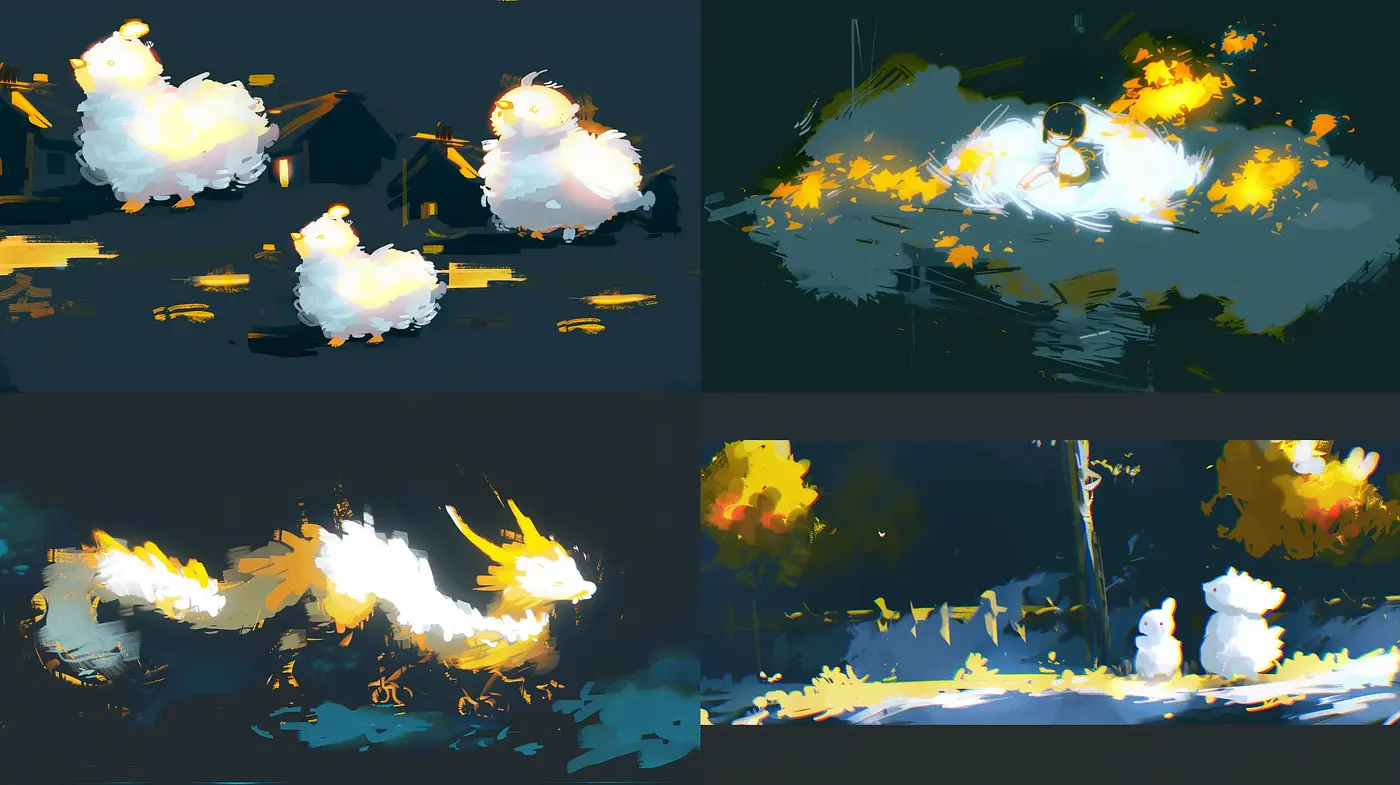 Luminous Brushwork: A Dynamic Abstract Fusion - Midjourney sref style