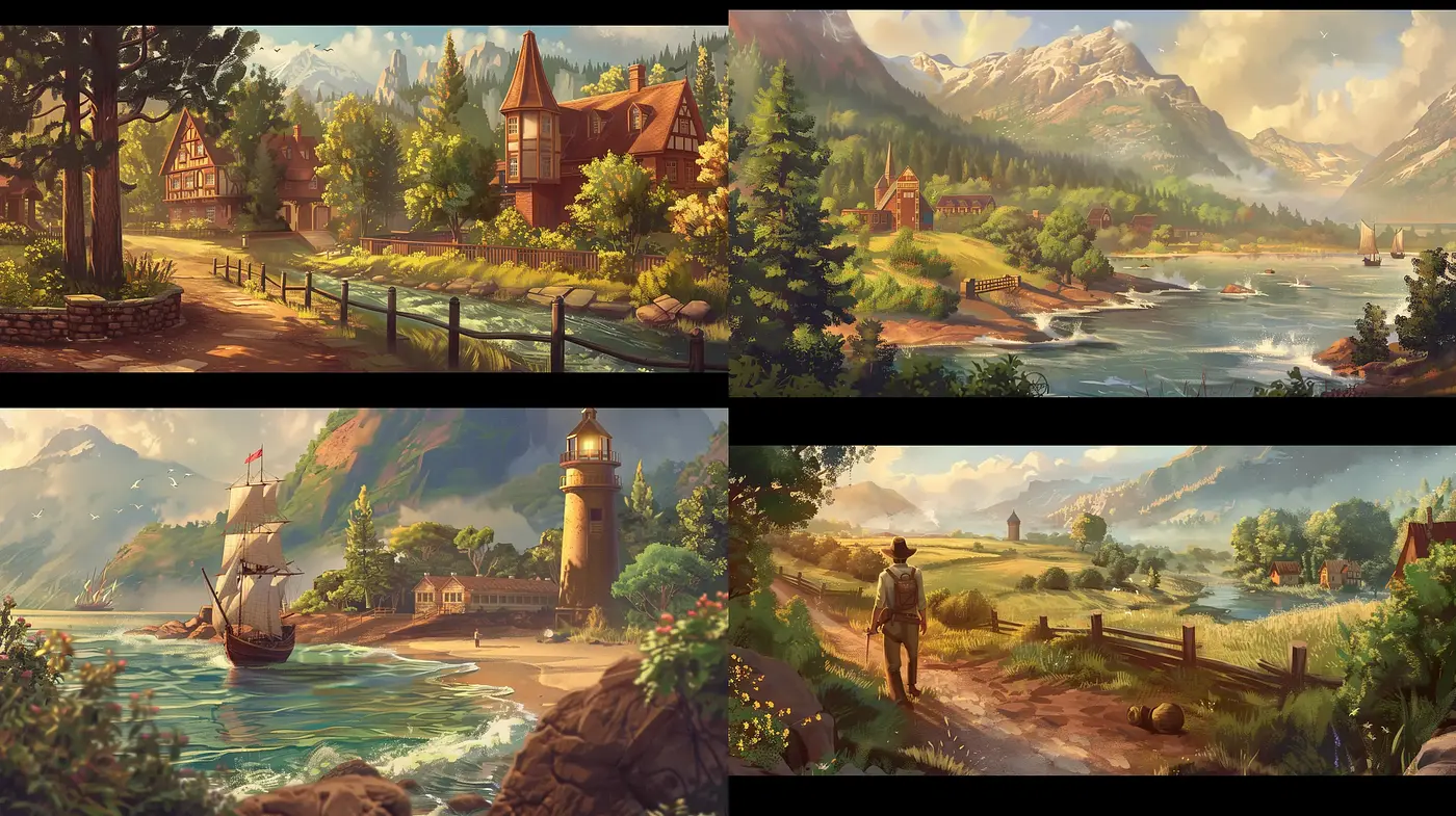 Idyllic Pastoral Countryscapes in Warm Hues - Midjourney sref style